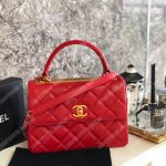 Chanel Small Flap Bag With Top Handle Red-Gold