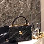 Chanel Small Flap Bag With Top Handle Black-Gold