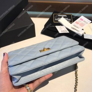 Chanel Wallet On Chain – WOC Aged Calfskin Light Blue - Image 4