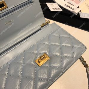 Chanel Wallet On Chain – WOC Aged Calfskin Light Blue - Image 6