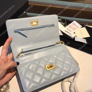 Chanel Wallet On Chain – WOC Aged Calfskin Light Blue - Image 5
