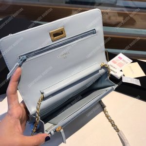Chanel Wallet On Chain – WOC Aged Calfskin Light Blue - Image 7