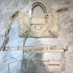Balenciaga Classic City S Silver Logo Strap White