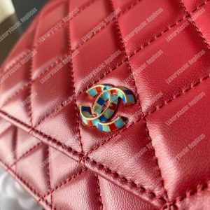 Chanel Wallet On Chain – WOC Lambskin Gold-Toned Metal Red - Image 4
