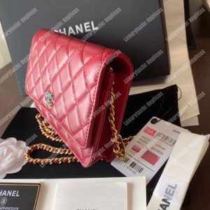 Chanel Wallet On Chain – WOC Lambskin Gold-Toned Metal Red - Image 3