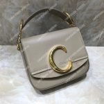 Chloe Mini Chloe C Bag In Shiny And Suede Calfskin Grey