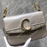 Chloe Small “C” Double Carry Bag In Shiny And Suede Calfskin Grey