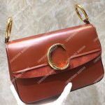 Chloe Small “C” Double Carry Bag In Shiny And Suede Calfskin Brown