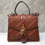 Chloe Medium Aby Day Shoulder Bag In Grained And Shiny Calfskin Brown