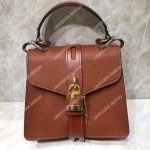 Chloe Small Aby Day Shoulder Bag In Grained And Shiny Calfskin Brown