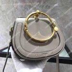 Chloe Small Nile Bracelet Bag In Smooth And Suede Calfskin Grey
