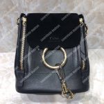 Chloe Mini Faye Backpack In Smooth And Suede Calfskin Black
