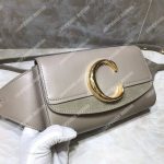 Chloe “C” Belt Bag In Shiny And Suede Calfskin Grey