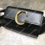 Chloe “C” Belt Bag In Shiny And Suede Calfskin Black