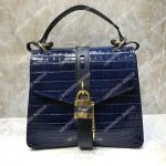 Chloe Medium Aby Day Shoulder Bag In Embossed Croco Effect On Calfskin Blue