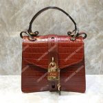 Chloe Small Aby Day Shoulder Bag In Embossed Croco Effect On Calfskin Brown