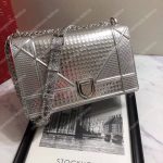 Diorama Silver-Toned Metallic Calfskin Flap Bag