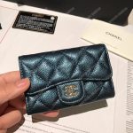 Chanel Classic Card Holder Grained Calfskin Iridescent Turquoise