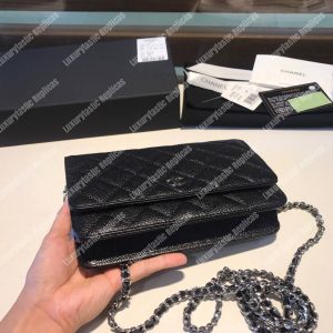 Chanel Wallet On Chain – WOC Classic Caviar Silver-Toned Metal Black - Image 4