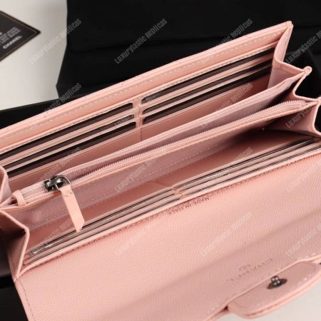Chanel Classic Long Flap Wallet Chevron Caviar Pink - Image 7