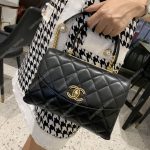 Chanel Flap Bag With Top Handle Lambskin Black