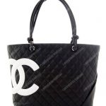 Chanel Cambon Signature Large CC Logo Calfskin Black Leather Shoulder Bag
