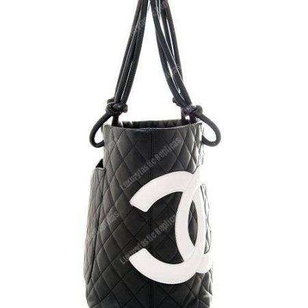 Chanel Cambon Signature Large CC Logo Calfskin Black Leather Shoulder Bag - Image 3
