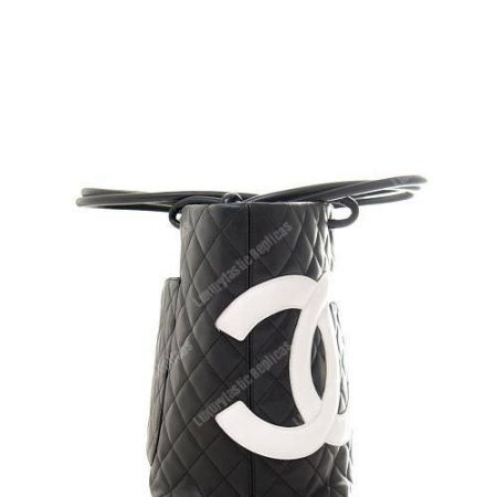 Chanel Cambon Signature Large CC Logo Calfskin Black Leather Shoulder Bag - Image 4