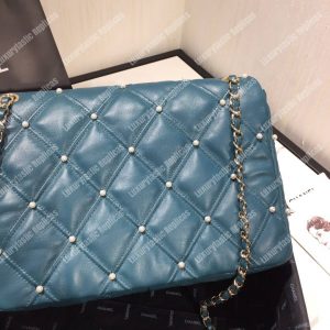 Chanel Flap Bag Iimitation Pearls Blue - Image 4