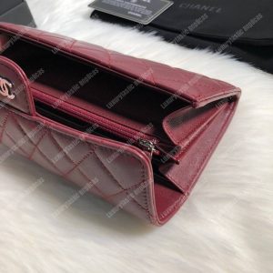 Chanel Classic Long Flap Wallet Lambskin Leather Burgundy - Image 6