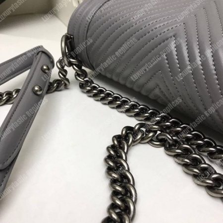Chanel Boy Handbag Grey - Image 5