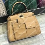 Fendi Peekaboo Iconic Mini Beige Leather Bag