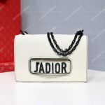 J’Adior Off-White Matte Calfskin Ultra Black Flap Bag