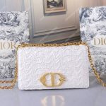 Dior Wavy-Effect 30 Montaigne Bag With Chain White