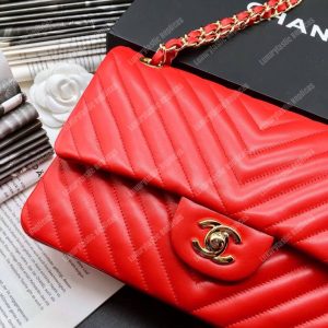Chanel Classic Medium Handbag Red - Image 7