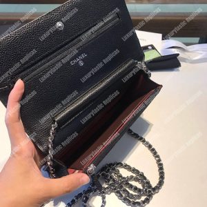 Chanel Wallet On Chain – WOC Classic Caviar Silver-Toned Metal Black - Image 6