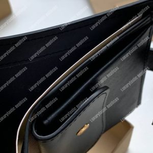 Burberry Small Vintage Check And Leather Folding Wallet Black - Image 4