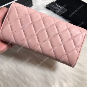 Chanel Classic Long Flap Wallet Silver Tone Pink - Image 3