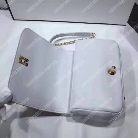 Chanel Small Flap Bag With Top Handle White - Image 3