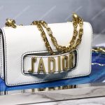 Mini J’Adior Calfskin Flap Bag Off-White