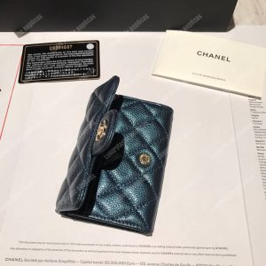 Chanel Classic Card Holder Grained Calfskin Iridescent Turquoise - Image 5