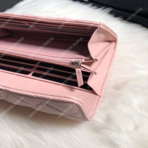 Chanel Classic Long Flap Wallet Silver Tone Pink - Image 8