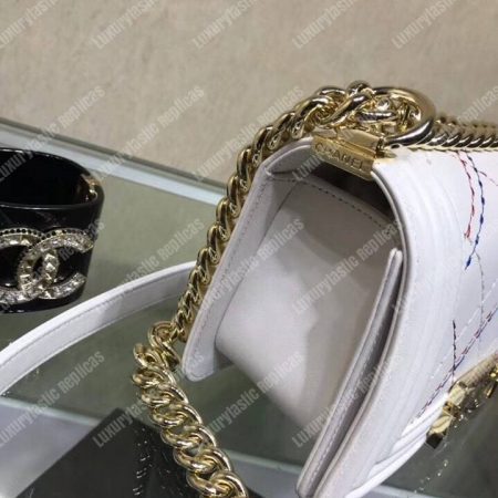 Chanel Small Boy Handbag White - Image 6