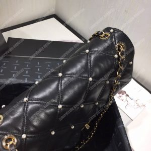 Chanel Flap Bag Iimitation Pearls Black - Image 7