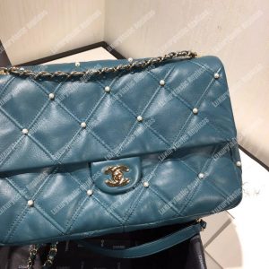 Chanel Flap Bag Iimitation Pearls Blue - Image 3