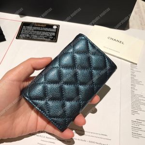 Chanel Classic Card Holder Grained Calfskin Iridescent Turquoise - Image 4