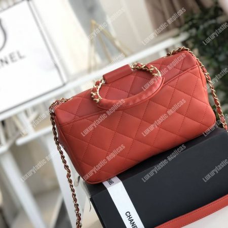 Chanel Lambskin Flap Bag Red - Image 7