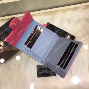 Chanel Classic Small Flap Wallet Red Blue Interior - Image 4