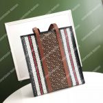 Burberry Monogram Stripe E-Canvas Portrait Tote Bag Bridle Brown