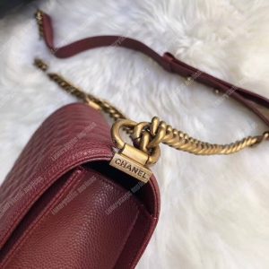 Chanel Boy Medium Handbag Burgundy - Image 4